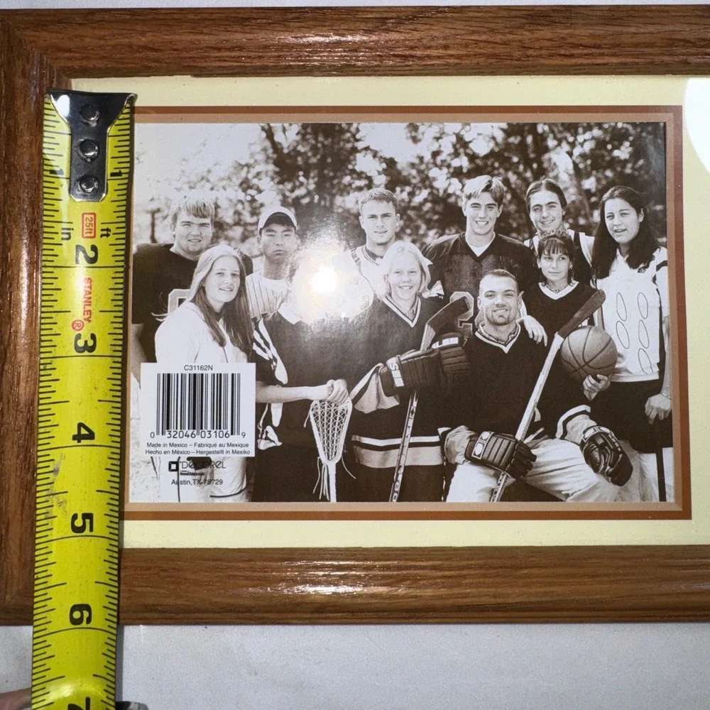Solid Oak Hanging Picture Frame Set of 4 Wood 12x6 Dual Opening Brown